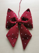 Indlæs billede til gallerivisning Sløjfe - julerødt velour med perler