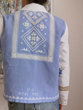 Indlæs billede til gallerivisning Patchwork skjorte - blå og hvid - str L/XL