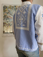 Indlæs billede til gallerivisning Patchwork skjorte - blå og hvid - str L/XL