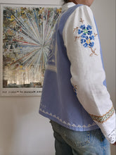 Indlæs billede til gallerivisning Patchwork skjorte - blå og hvid - str L/XL