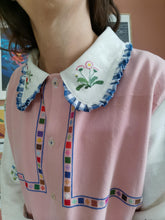 Indlæs billede til gallerivisning Patchwork skjorte - rosa/blå med blomster str. M/L