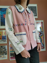 Indlæs billede til gallerivisning Patchwork skjorte - rosa/blå med blomster str. M/L
