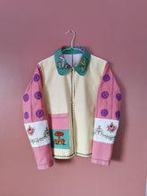 Indlæs billede til gallerivisning Patchwork skjorte - pastelbroderier med svampe - str. L/XL
